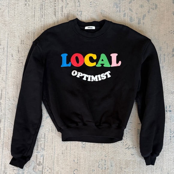 Madhappy Tops - Madhappy Local Optimist Black crewneck Sweatshirt